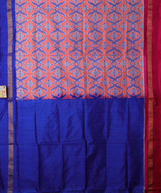 Salmon shade color handloom rajkot silk saree