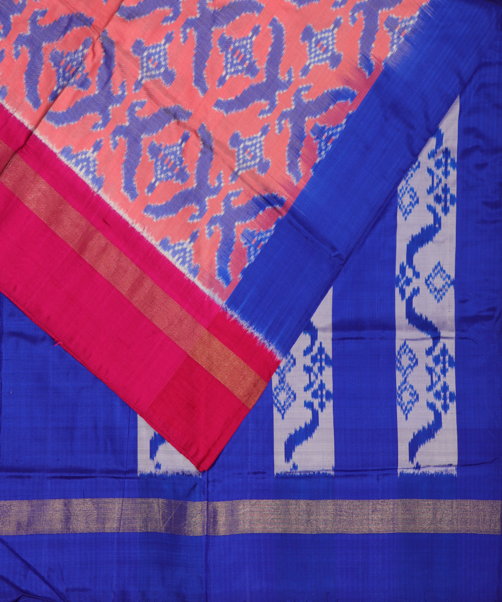 Salmon shade color handloom rajkot silk saree