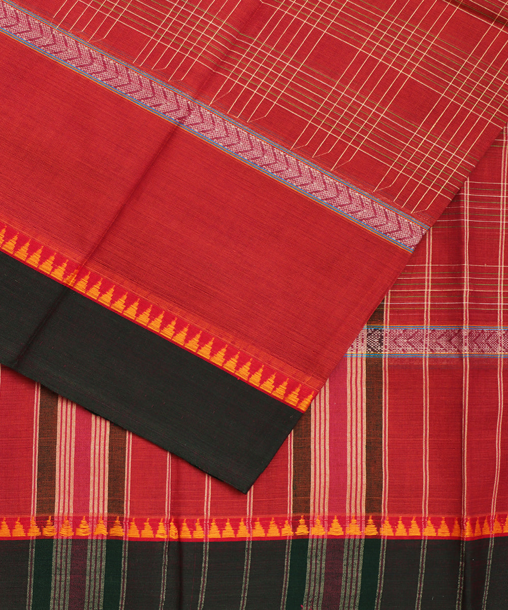 Cinnamon brown color handloom narayanpet cotton saree