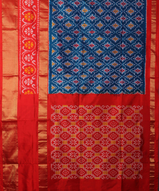 Sapphire blue color handloom rajkot silk saree