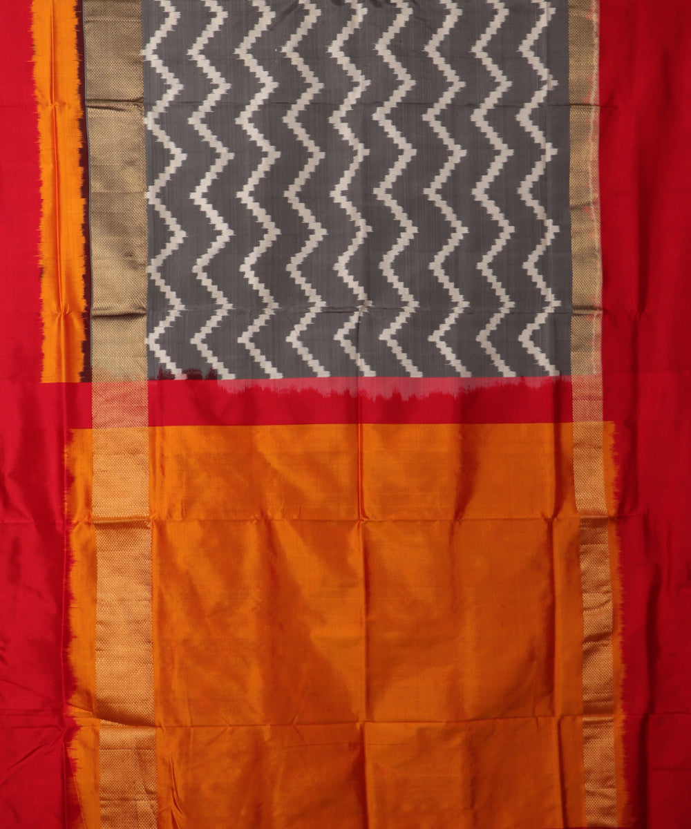 Iron gray color handloom rajkot silk saree