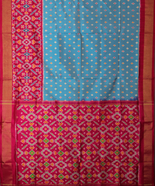 Air force blue color handloom rajkot silk saree