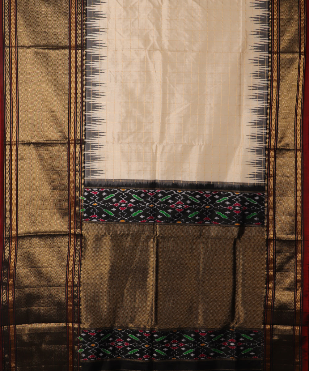 Cream color handloom rajkot silk saree