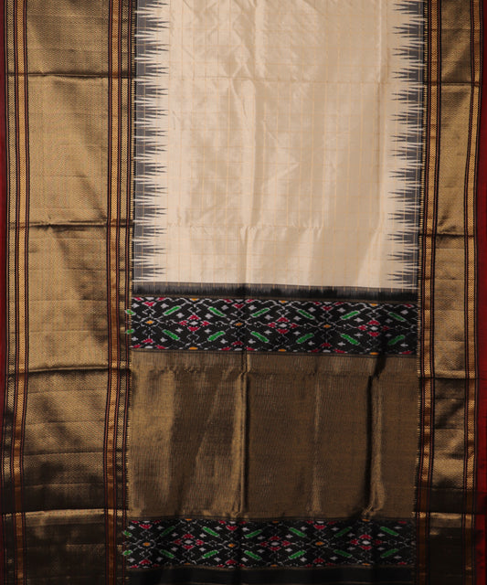 Cream color handloom rajkot silk saree