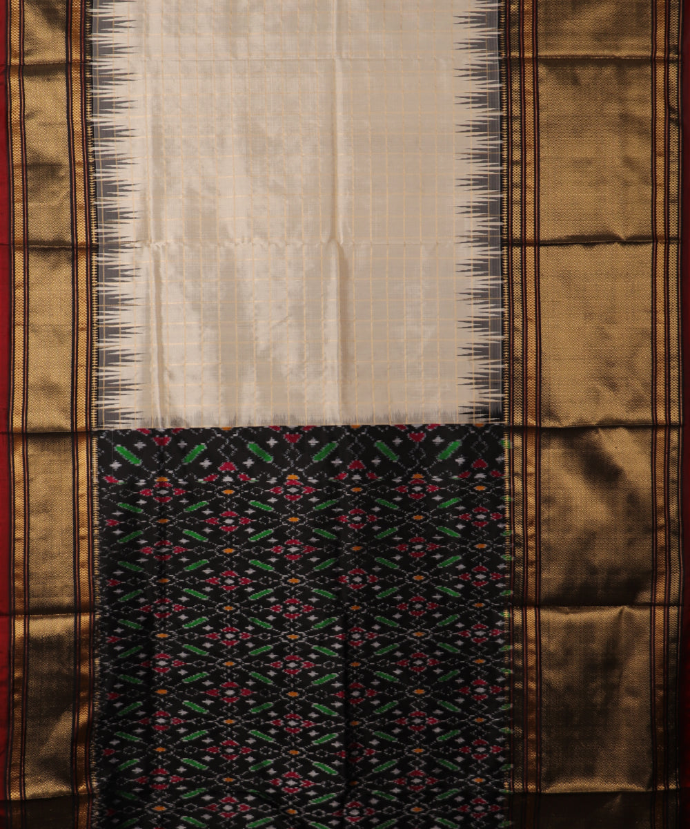 Cream color handloom rajkot silk saree