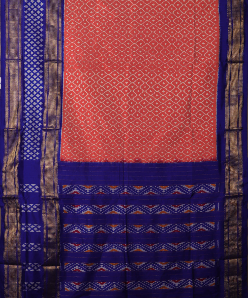 Persian red color handloom rajkot silk saree