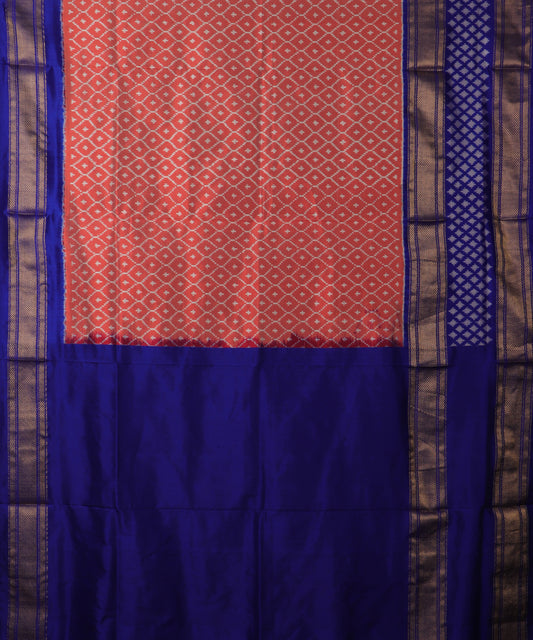 Persian red color handloom rajkot silk saree