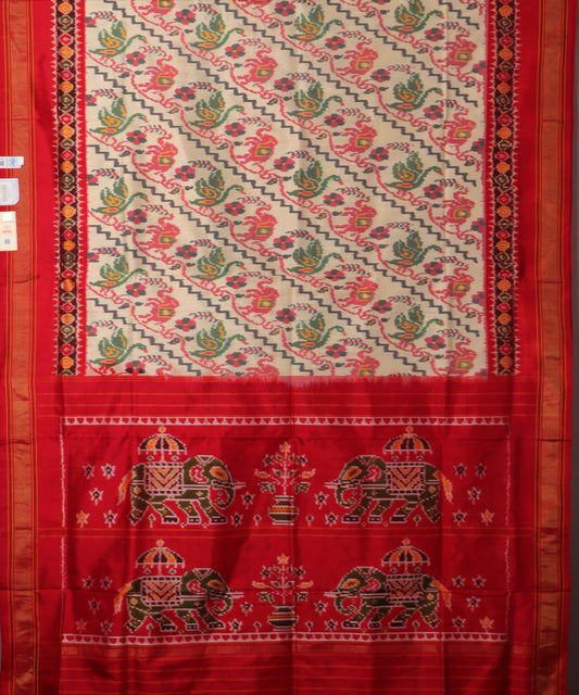 Peach color handloom rajkot silk saree