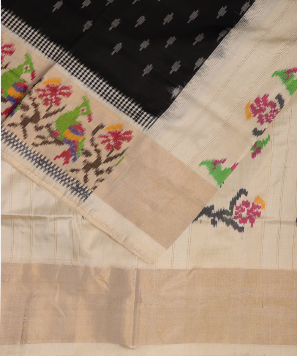 Black color handloom rajkot silk saree