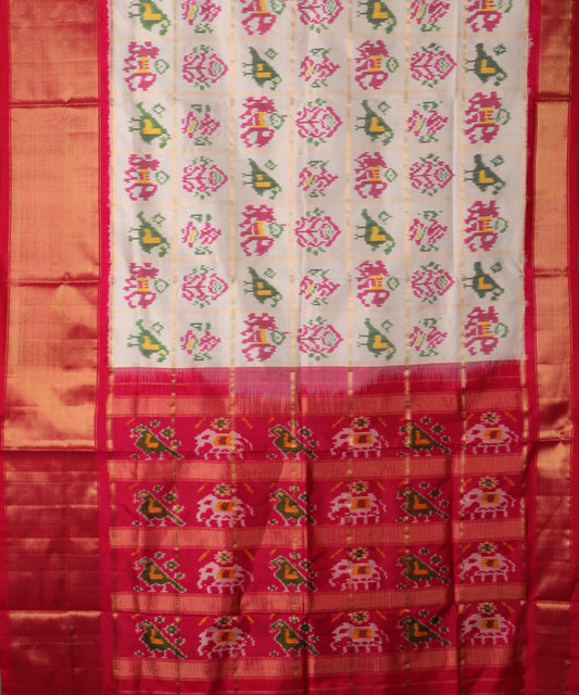 Cream color handloom rajkot silk saree