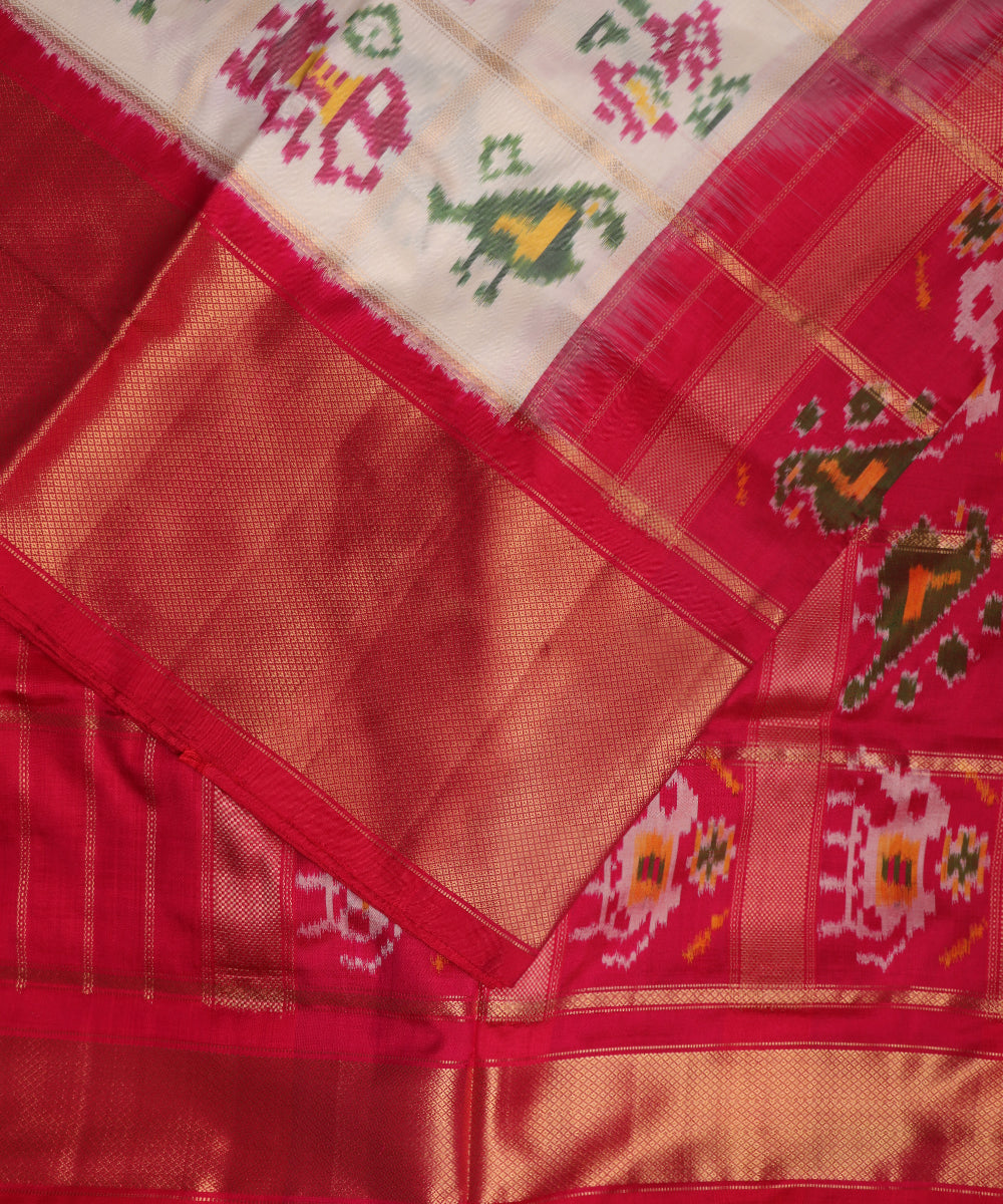 Cream color handloom rajkot silk saree