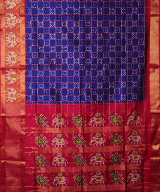 Navy blue color handloom rajkot silk saree