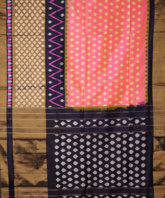 Multi-shade handloom rajkot silk saree