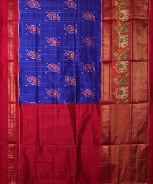 Navy blue color handloom rajkot silk saree