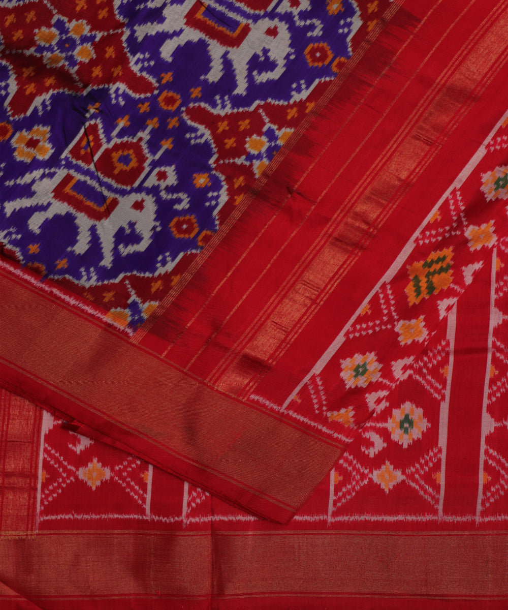 Navy blue color handloom rajkot silk saree