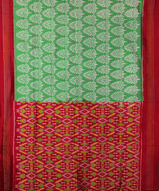 Parrot green color handloom rajkot silk saree