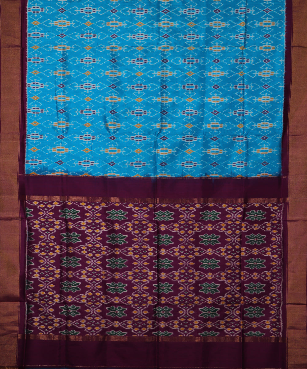 Olympic blue color handloom rajkot silk saree