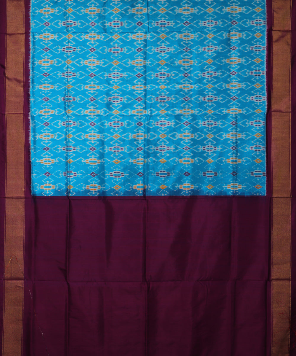 Olympic blue color handloom rajkot silk saree