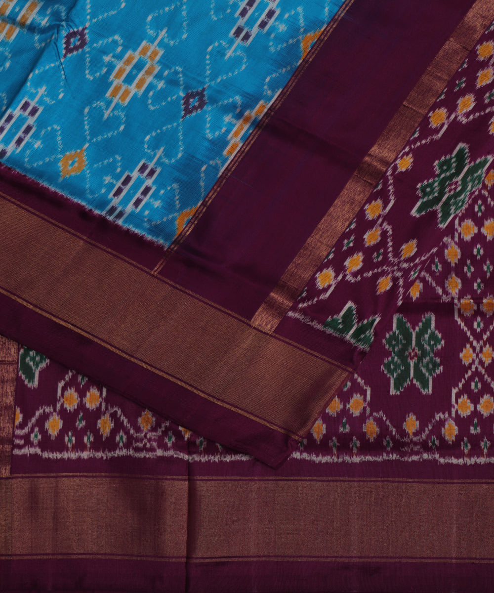 Olympic blue color handloom rajkot silk saree