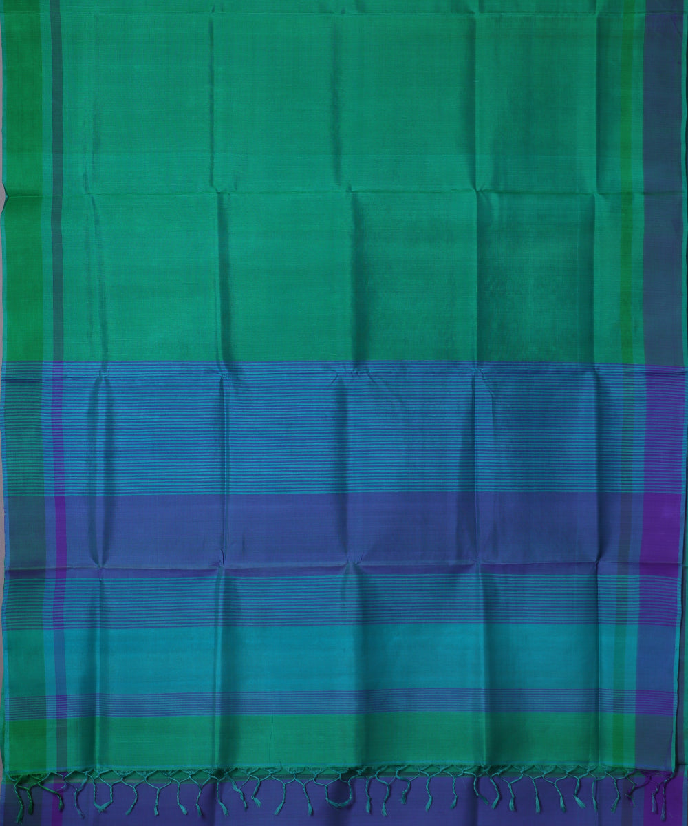 Sea green color handloom tussar silk saree