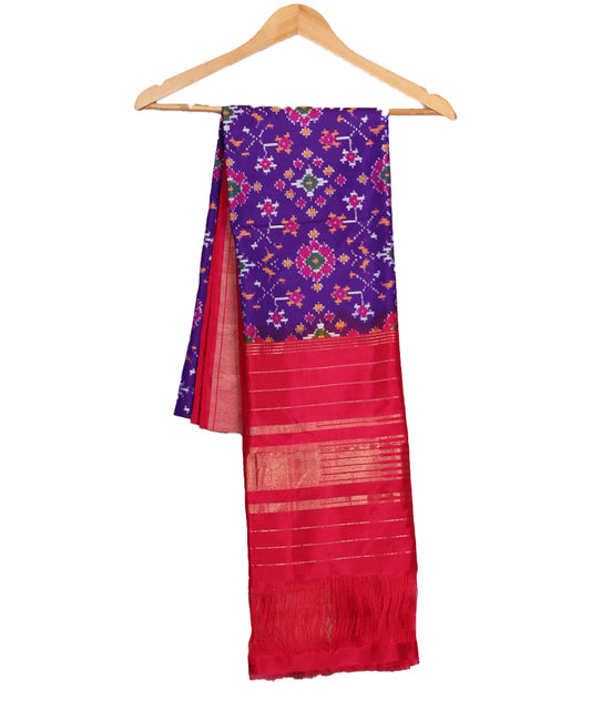 Navy blue handloom silk dupatta