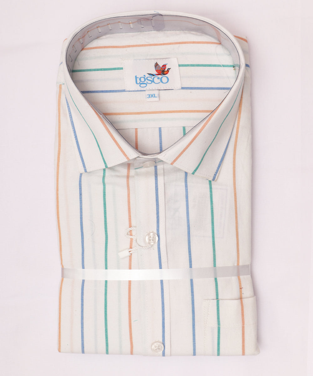 White color handloom pochampally shirt