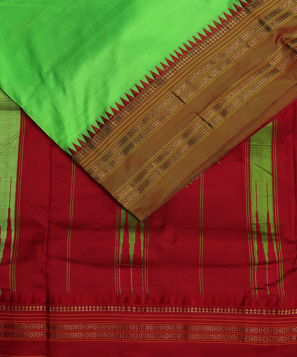 Emerald green color narayanpet silk saree