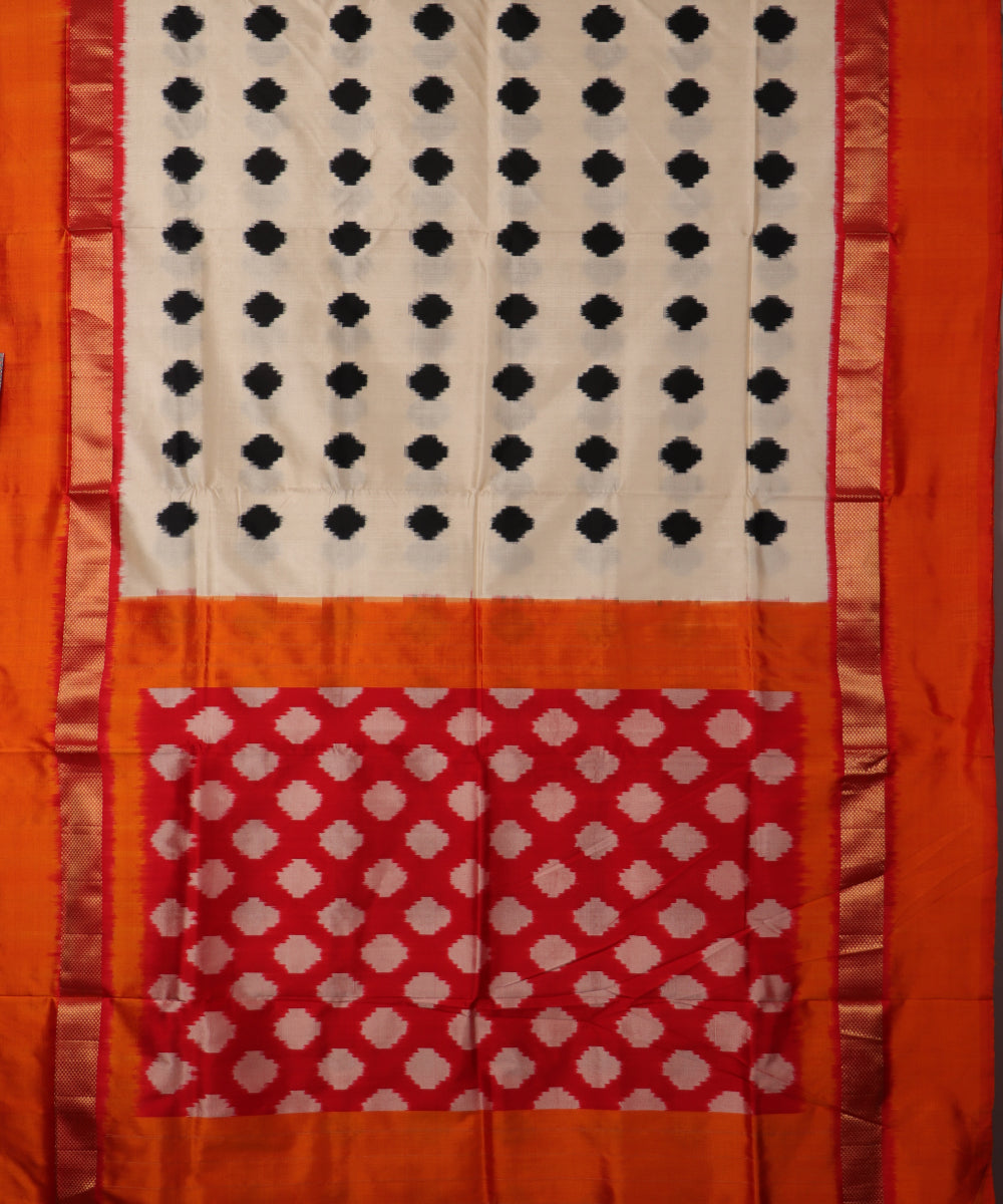Cream color handloom rajkot silk saree