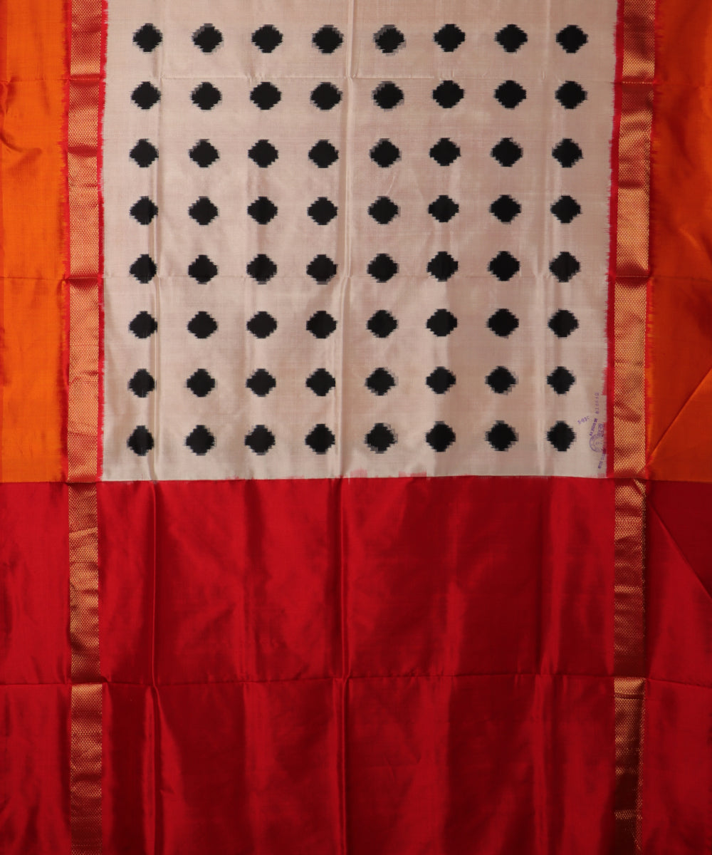 Cream color handloom rajkot silk saree