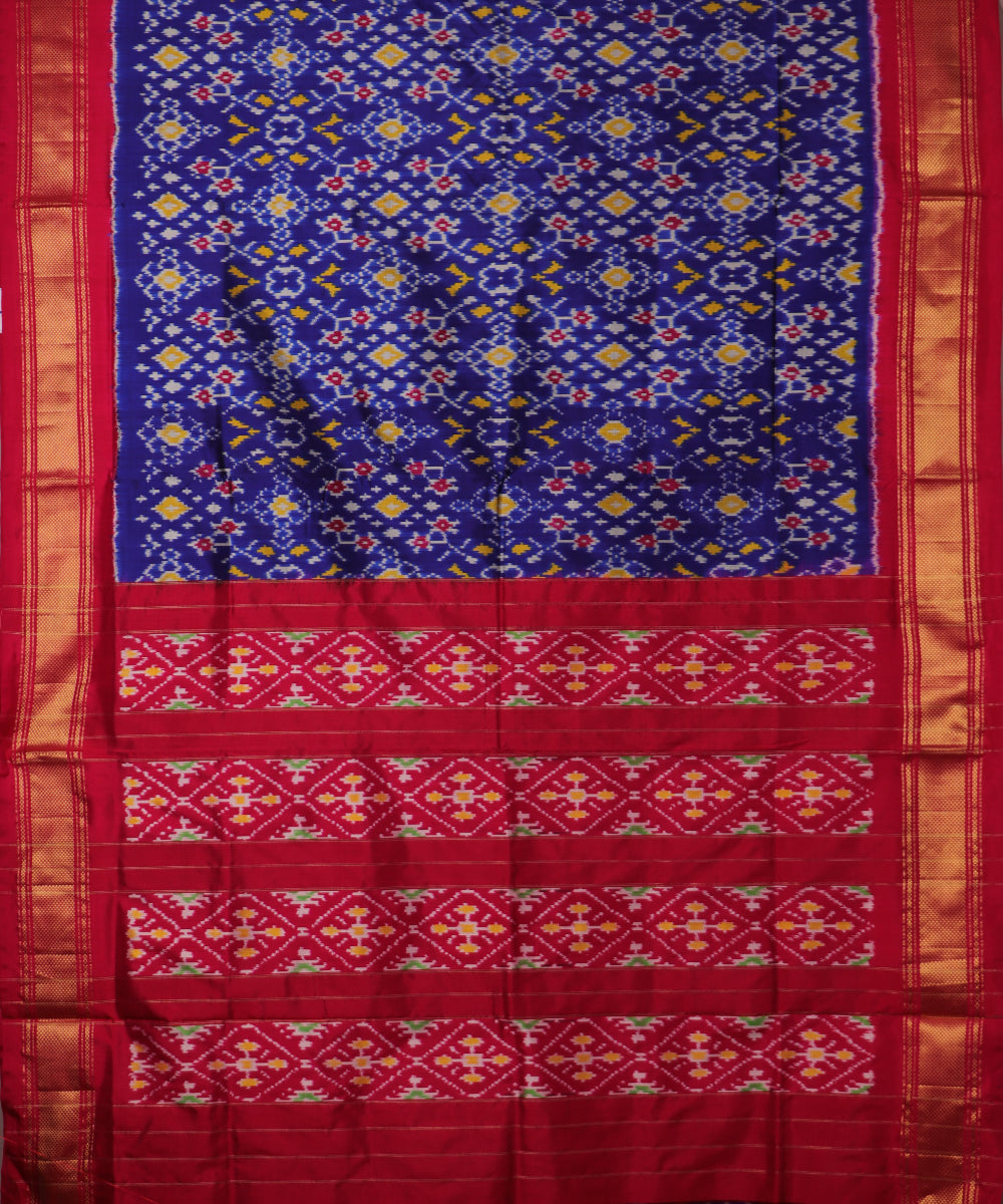 Navy blue color handloom rajkot silk saree