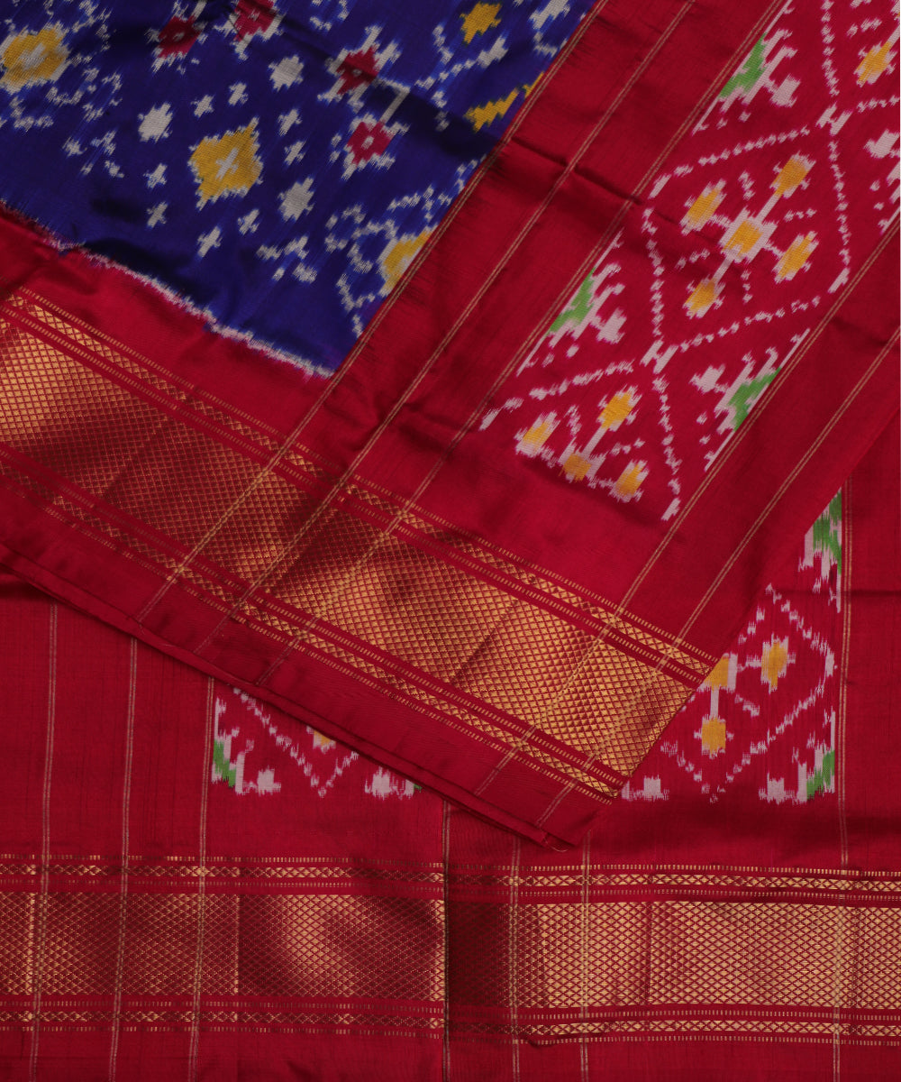 Navy blue color handloom rajkot silk saree