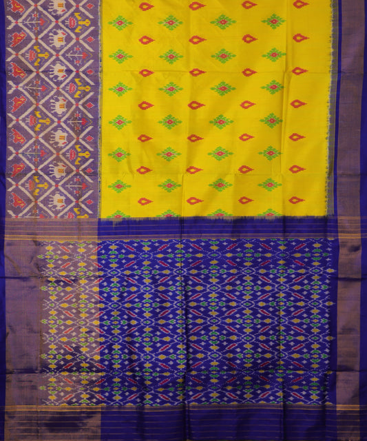 Bumblebee yellow color handloom rajkot silk saree