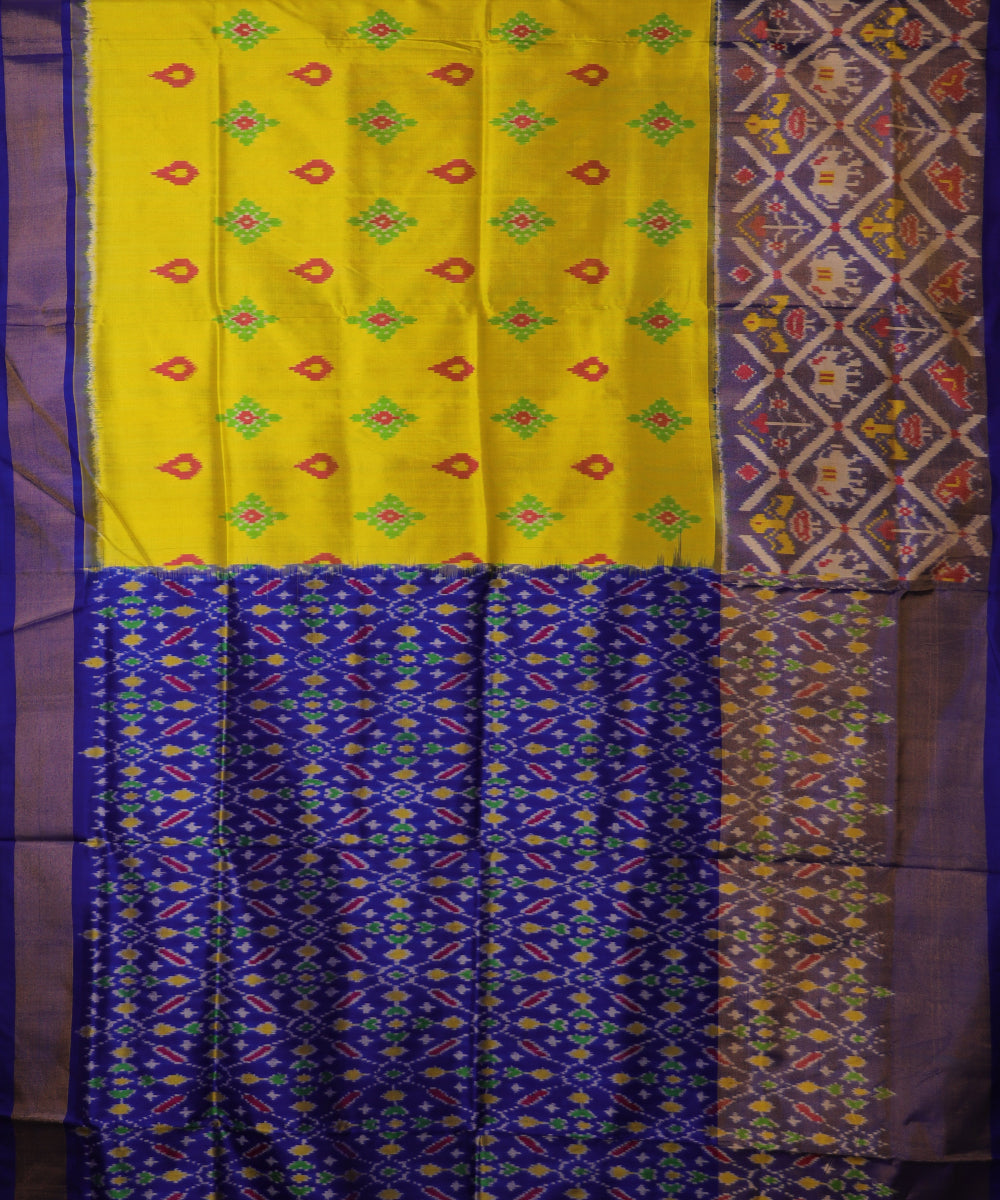 Bumblebee yellow color handloom rajkot silk saree