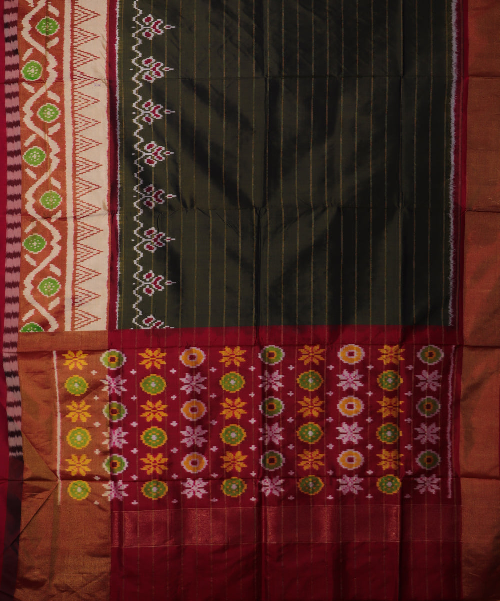 Army green color handloom rajkot silk saree