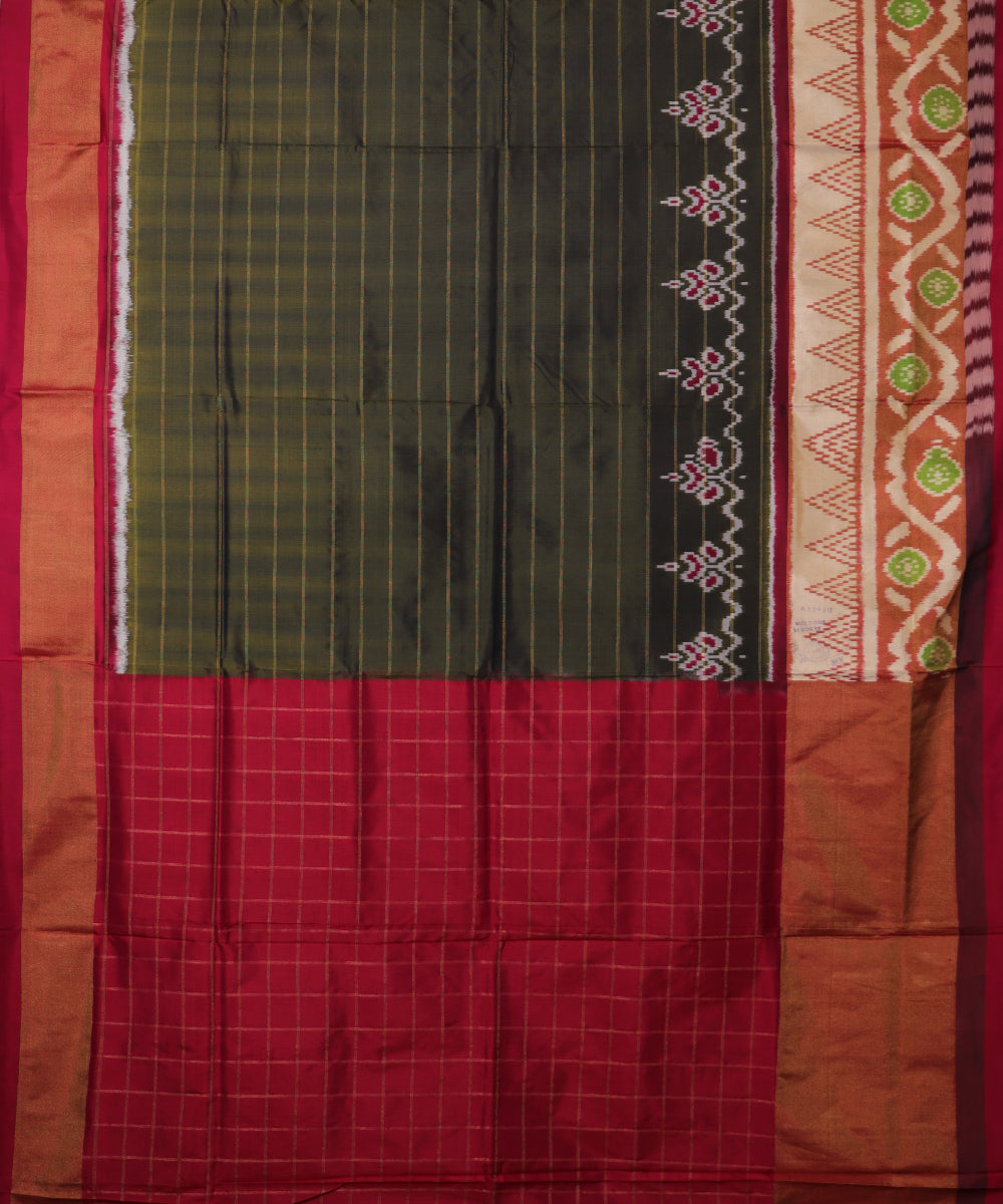 Army green color handloom rajkot silk saree