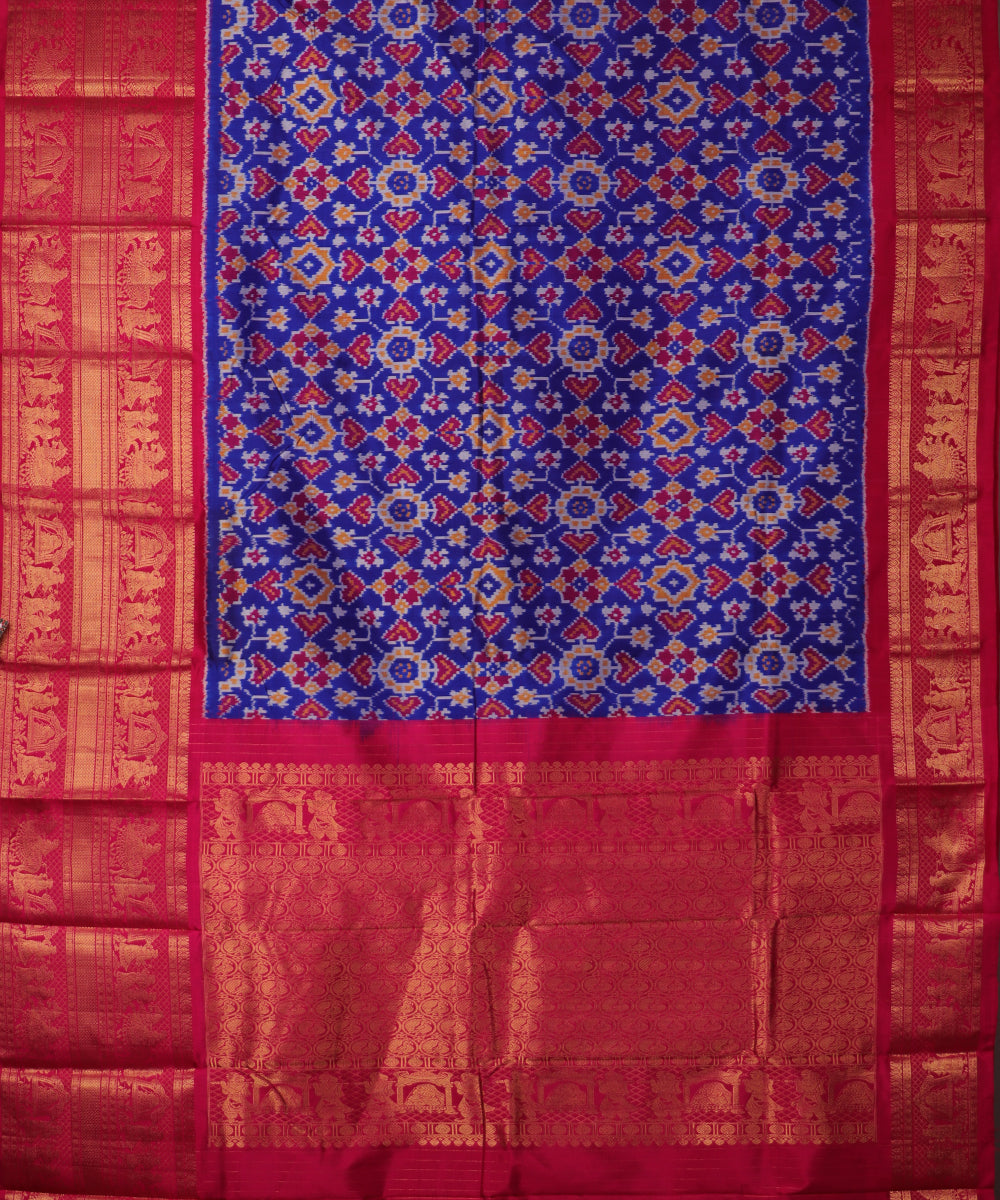 Navy blue color handloom rajkot silk saree