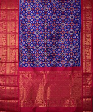 Navy blue color handloom rajkot silk saree