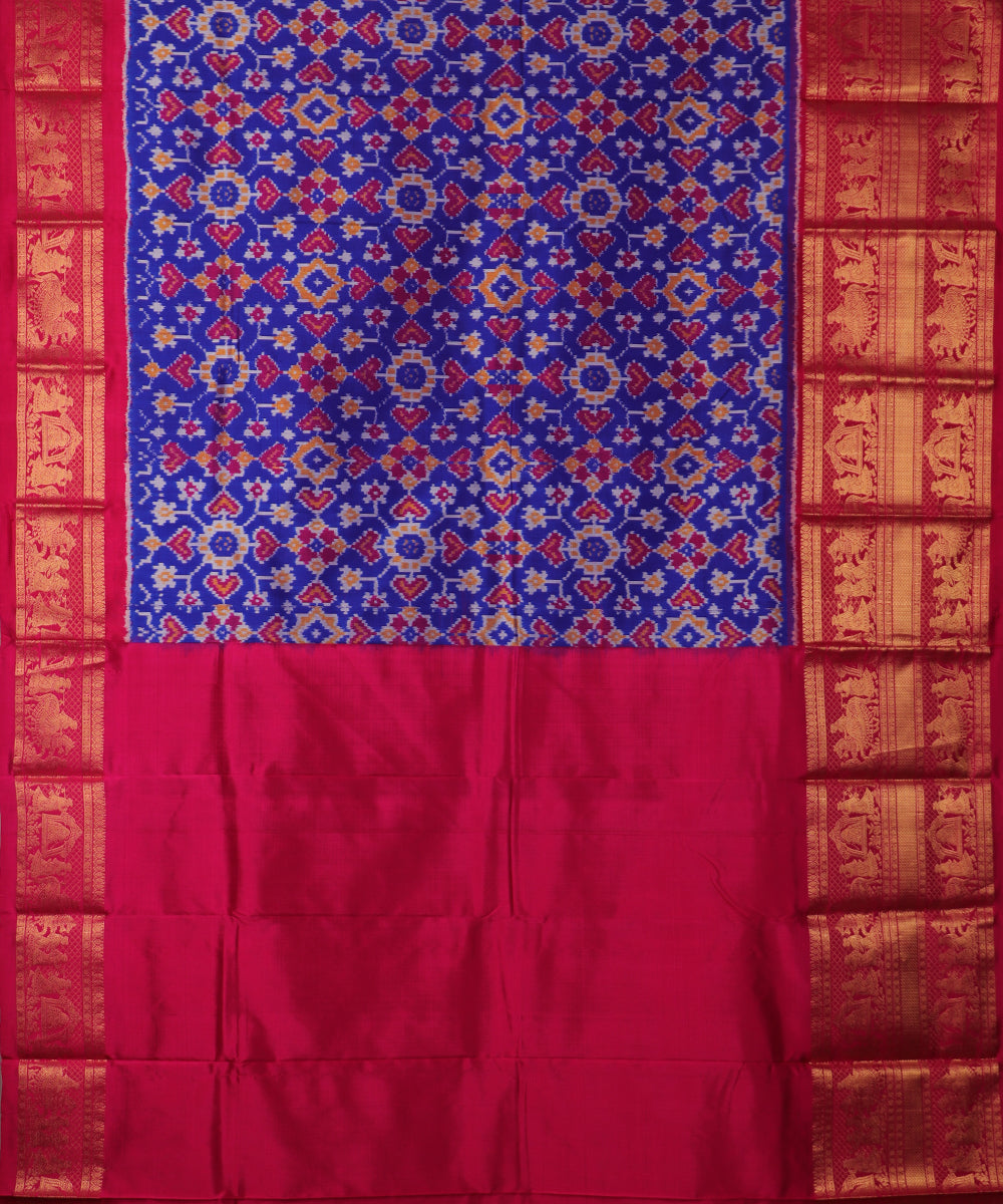Navy blue color handloom rajkot silk saree