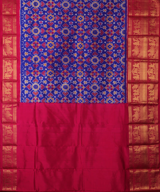 Navy blue color handloom rajkot silk saree
