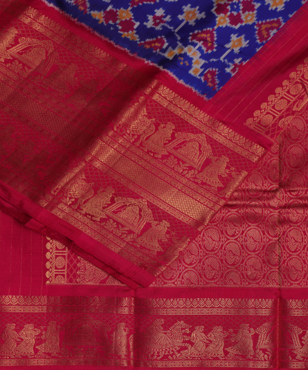 Navy blue color handloom rajkot silk saree