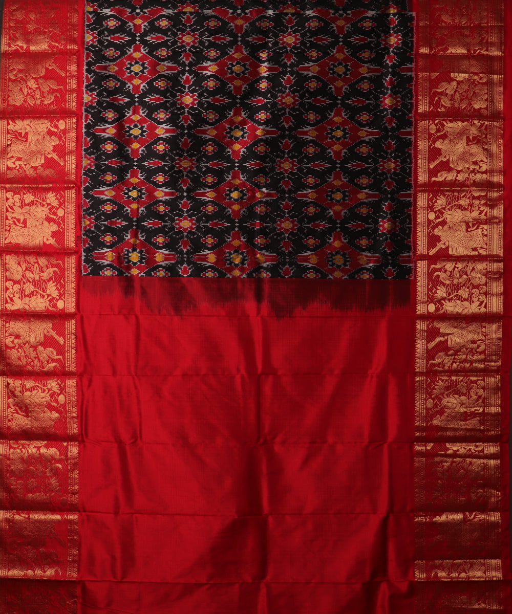 Black color handloom rajkot silk saree