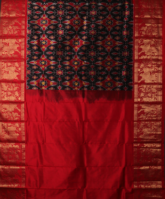 Black color handloom rajkot silk saree