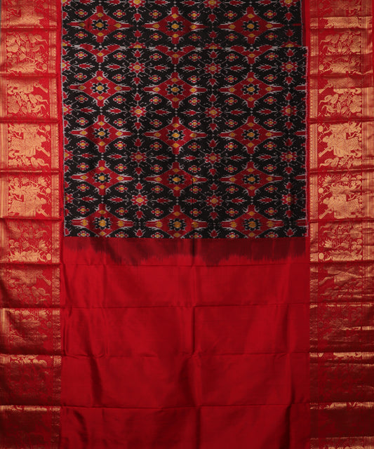 Black color handloom rajkot silk saree