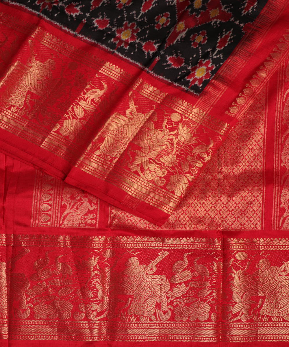 Black color handloom rajkot silk saree