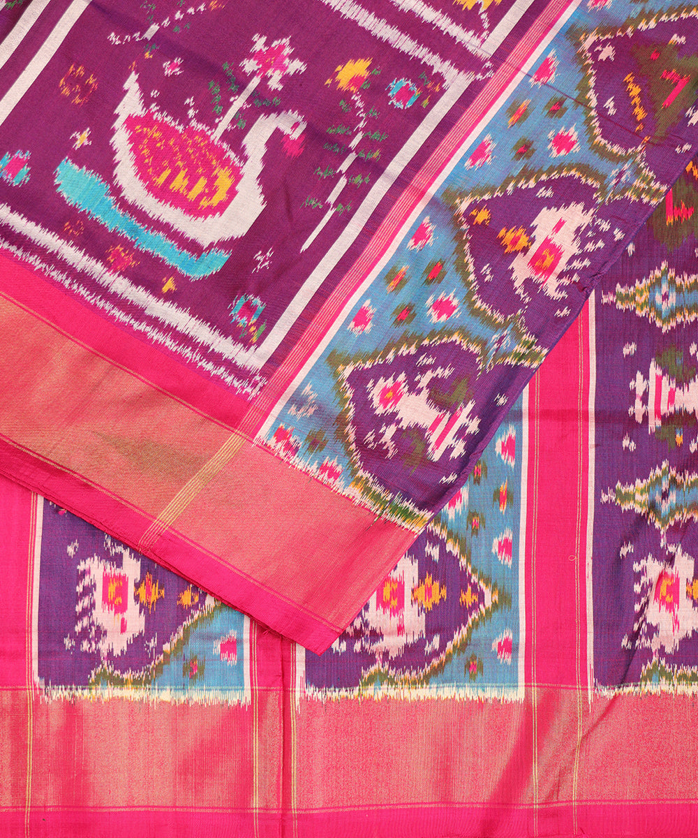 Grape violet color handloom rajkot silk saree