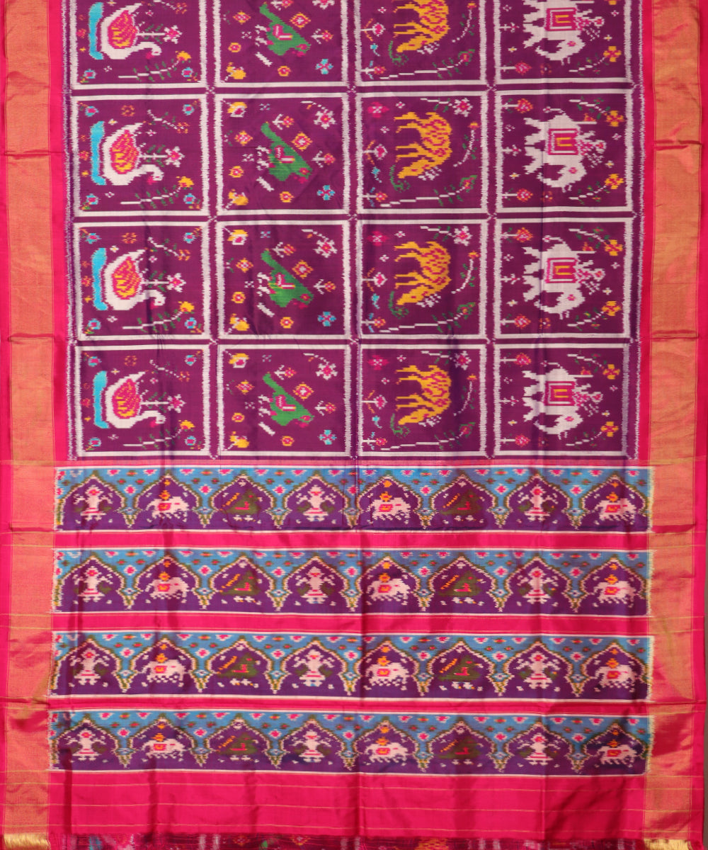 Grape violet color handloom rajkot silk saree