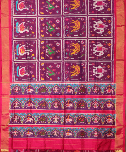 Grape violet color handloom rajkot silk saree