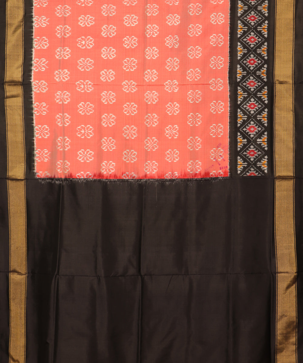 Salmon red color handloom rajkot silk saree