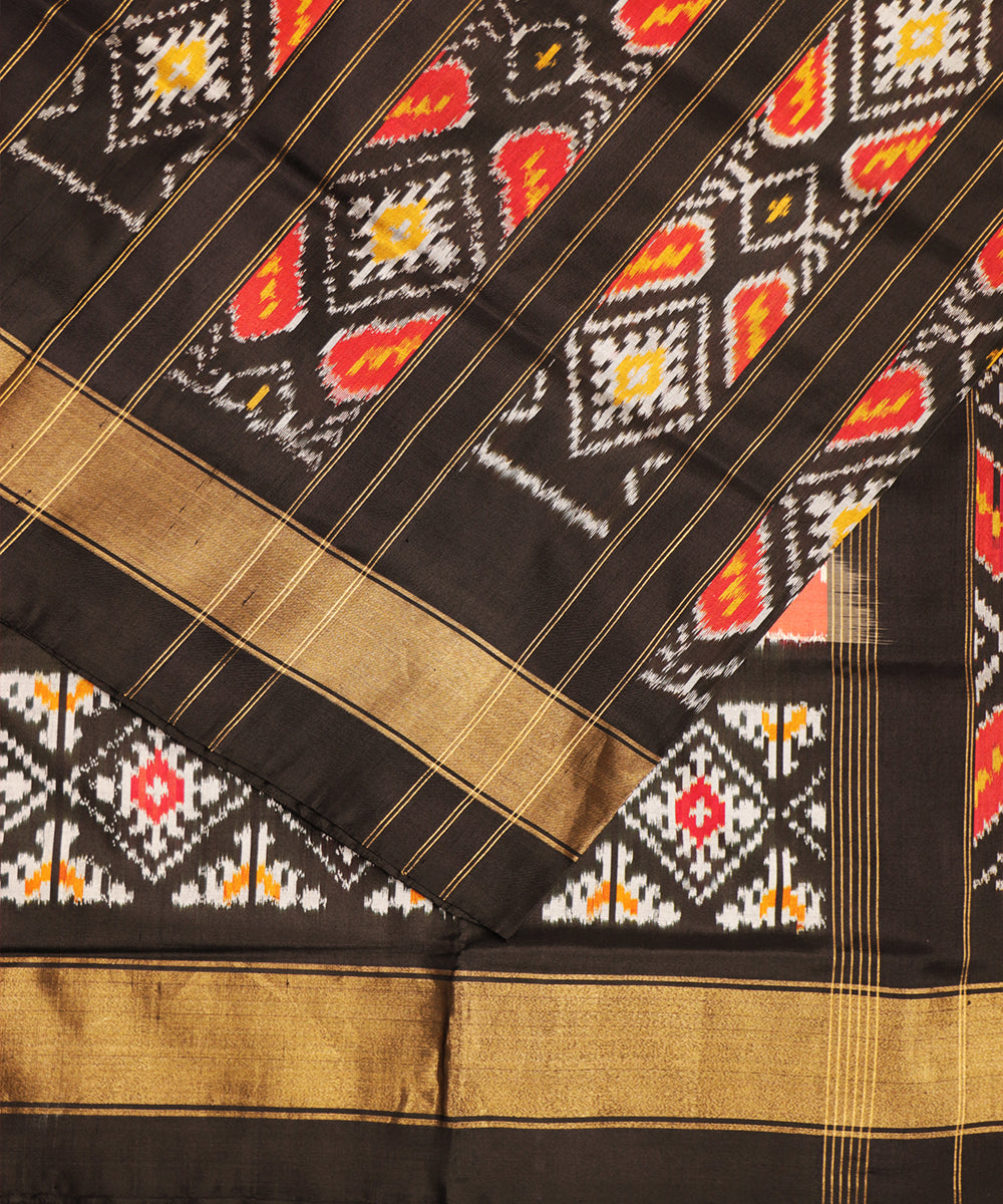 Salmon red color handloom rajkot silk saree