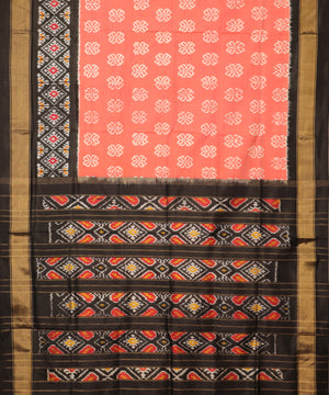 Salmon red color handloom rajkot silk saree